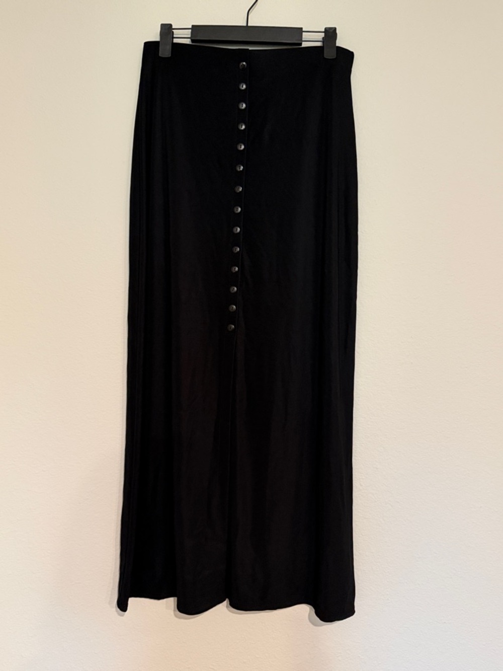 Black Button-Front Maxi Skirt